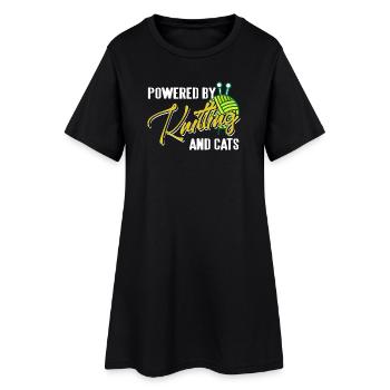 Powered by Knitting and Cats Humor Life - Women’s T-Shirt Dress - black - Front