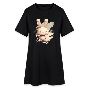 Un lapin mignon aux yeux X - Robe T-shirt Femme - noir - Devant