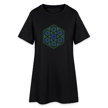 Yoga Méditation Danse Kaléidoscope Motif d’Hexagone - Robe T-shirt Femme - noir - Devant