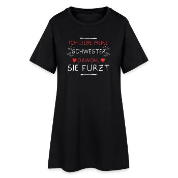 Ich liebe meine Schwester Furzt Furzen Pupsen - Frauen T-Shirt-Kleid - Schwarz - Vorne