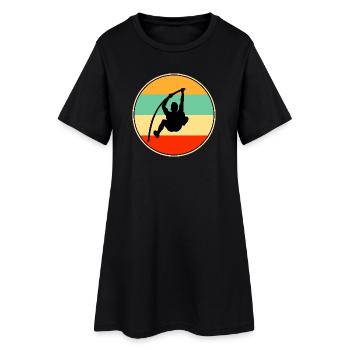 Silhouette vintage de saut en hauteur avec perche Art rétro de coucher de soleil - Robe T-shirt Femme - noir - Devant
