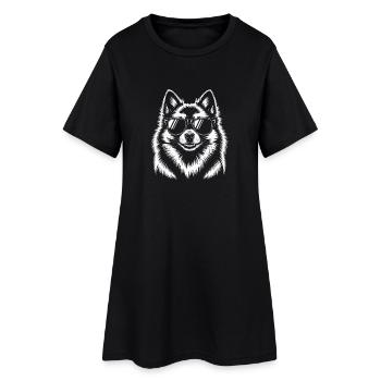White Spitz Dog Pomeranian - Women’s T-Shirt Dress - black - Front