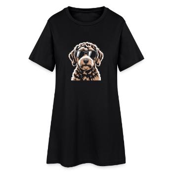 Brauner Labradoodle - Frauen T-Shirt-Kleid - Schwarz - Vorne