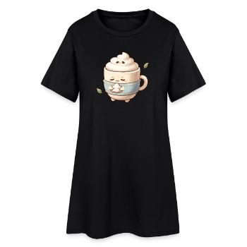 Tasse à café Nuage Douillet - Robe T-shirt Femme - noir - Devant