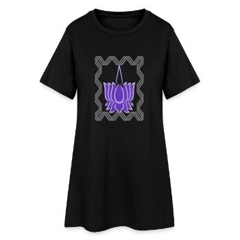 Lotus violet dans un cadre gris - Robe T-shirt Femme - noir - Devant
