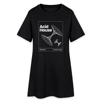 Acid House Néon Rétro - Robe T-shirt Femme - noir - Devant