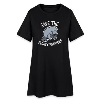 Mignonne lamantin Sauve les Patates Flottantes - Robe T-shirt Femme - noir - Devant
