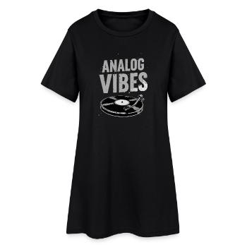 Analog Vibes – motif vinyle vinyle - Robe T-shirt Femme - noir - Devant