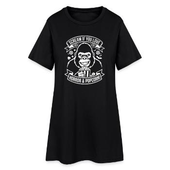 Scream Gorilla Popcorn Design - Women’s T-Shirt Dress - black - Front