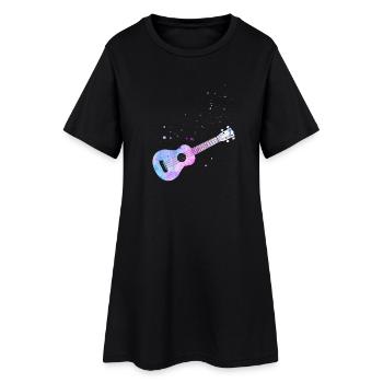 Aquarelle ukulélé hawaïen - Robe T-shirt Femme - noir - Devant