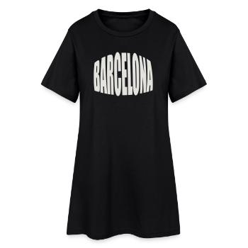 Barcelona Großschrift Logo - Frauen T-Shirt-Kleid - Schwarz - Vorne