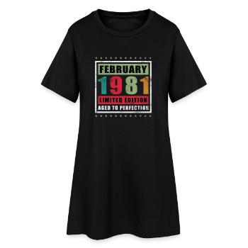 Vintage 1981 February 45th Birthday Gift Husband - Women’s T-Shirt Dress - black - Front
