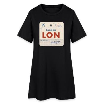 London LON Vintage Airline Tag - Women’s T-Shirt Dress - black - Front