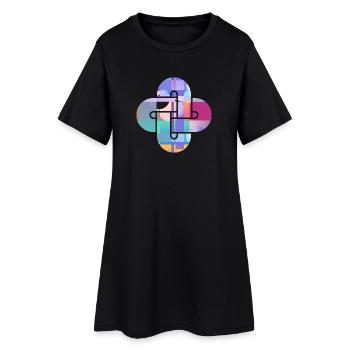 Mosaik-Wolkenkreuz - Frauen T-Shirt-Kleid - Schwarz - Vorne