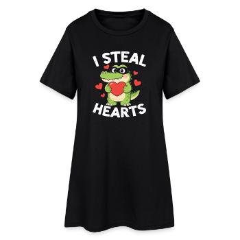 Ich stehle Herzen Alligator - Frauen T-Shirt-Kleid - Schwarz - Vorne