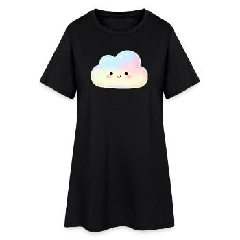 Pastel Cloud with Cute Face Sleep Cloud - Women’s T-Shirt Dress - black - Front