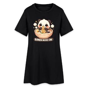 Ramen Panda Modus An - Frauen T-Shirt-Kleid - Schwarz - Vorne