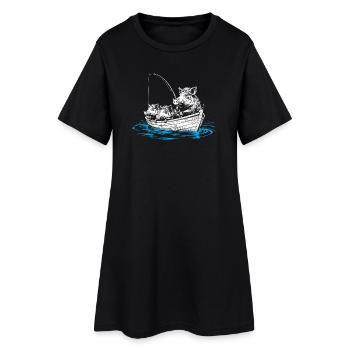 Sangliers sauvages sur poisson – illustration de sangliers sauvages dans un bateau - Robe T-shirt Femme - noir - Devant