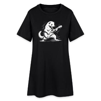 Ferret avec guitare de style rock - Robe T-shirt Femme - noir - Devant