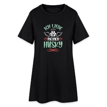 I love my husky angel wings - Women’s T-Shirt Dress - black - Front