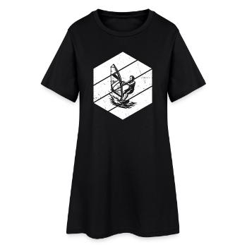 Klare Windsurfing Botschaft - Frauen T-Shirt-Kleid - Schwarz - Vorne