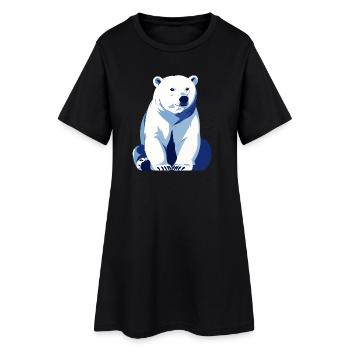 Ours polaire bleu grand ours polaire amical assis - Robe T-shirt Femme - noir - Devant