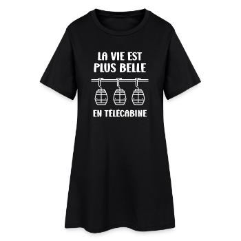 La Vie Plus Belle en Télécabine - Robe T-shirt Femme - noir - Devant