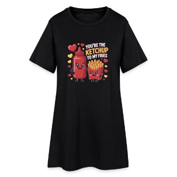 Valentine's Day You're The Ketchup To My Fries - Women’s T-Shirt Dress - black - Front