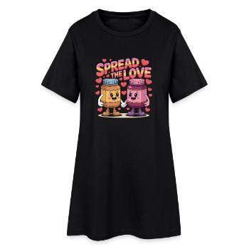 Valentinstags-Erdnussbutter und Marmelade verbreiten die Liebe - Frauen T-Shirt-Kleid - Schwarz - Vorne