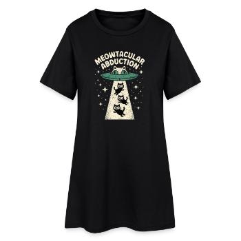 Enlèvement drôle d’extraterrestre chat - Robe T-shirt Femme - noir - Devant