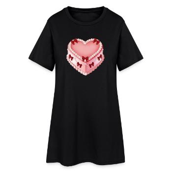 Décoration en cœur avec ruban - Robe T-shirt Femme - noir - Devant