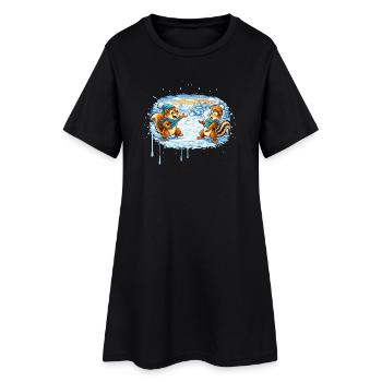 Drôle de bataille de boules de neige avec des tamias - Robe T-shirt Femme - noir - Devant