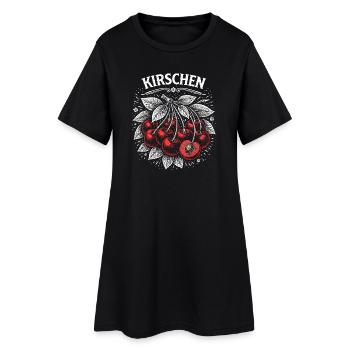 Cherries Botanical Vintage Print - Women’s T-Shirt Dress - black - Front