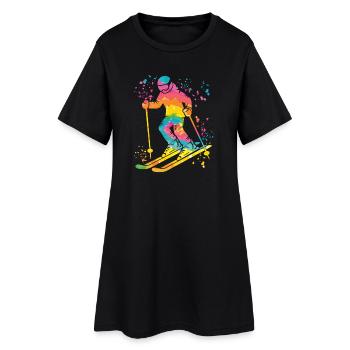 Ski alpin Sports d’hiver Ski nordique - Robe T-shirt Femme - noir - Devant