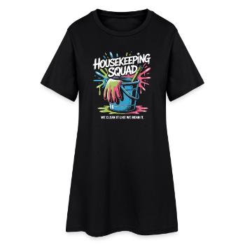 Lustiges Putzen Design - Frauen T-Shirt-Kleid - Schwarz - Vorne