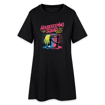 Lustiges Putzen Design - Frauen T-Shirt-Kleid - Schwarz - Vorne