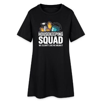 Lustiges Putzen Design - Frauen T-Shirt-Kleid - Schwarz - Vorne