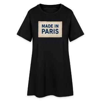 Made in Paris Fabric Patch - Frauen T-Shirt-Kleid - Schwarz - Vorne