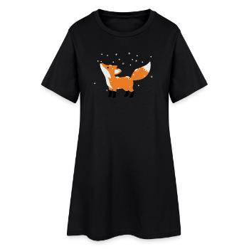 Un renard mignon dans un style minimaliste hivernal - Robe T-shirt Femme - noir - Devant