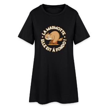 Marmotte cycliste à fond - Robe T-shirt Femme - noir - Devant