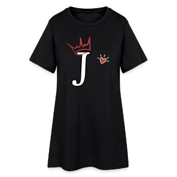 Letter j Crown Heart - Women’s T-Shirt Dress - black - Front