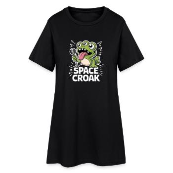  Space Croak Alien Frosch Sänger Lustiger Weltraum - Frauen T-Shirt-Kleid - Schwarz - Vorne