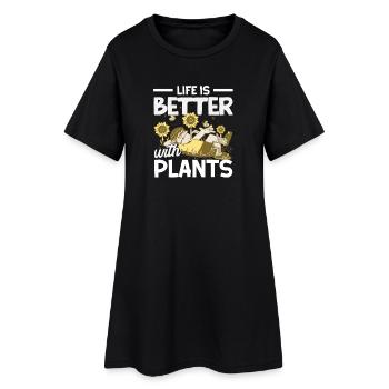 La vie est meilleure avec les plantes - Robe T-shirt Femme - noir - Devant