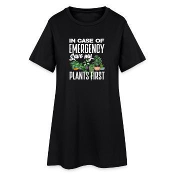 Notfall Rettet Meine Pflanzen Lustige Gärtnerin - Frauen T-Shirt-Kleid - Schwarz - Vorne