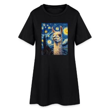 Lama Van Gogh Style - Robe T-shirt Femme - noir - Devant