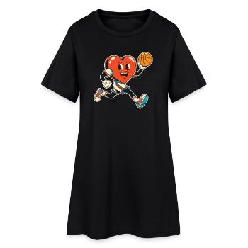 Sprint de mascotte cœur de basket-ball - Robe T-shirt Femme - noir - Devant