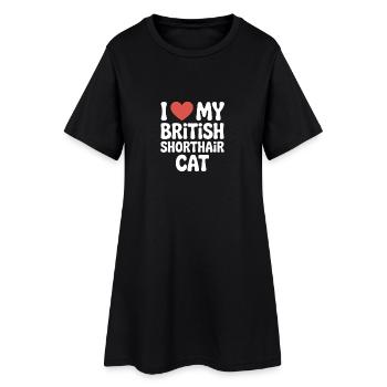 I love my british shorthair cat - Women’s T-Shirt Dress - black - Front