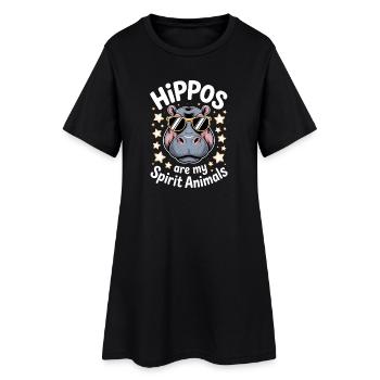 Nilpferd Sprüche Flusspferd Witz Nilpferd Geschenk - Frauen T-Shirt-Kleid - Schwarz - Vorne