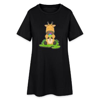 Glace gaufre à la girafe - Robe T-shirt Femme - noir - Devant