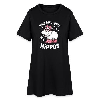 Nilpferd Sprüche Flusspferd Witz Nilpferd Geschenk - Frauen T-Shirt-Kleid - Schwarz - Vorne